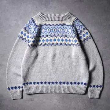 80s~ 노르딕 니트 페어아일 스웨터 핸드니트