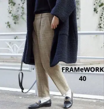 새상품급 프레임워크 양면 기모 팬츠 글렌체크 베이지 40