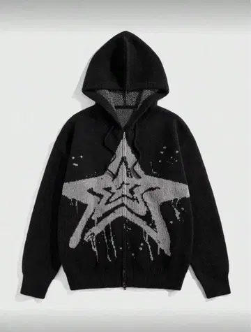 후드티 후디 니트 긴팔 스트릿 y2k 별 스타 블랙