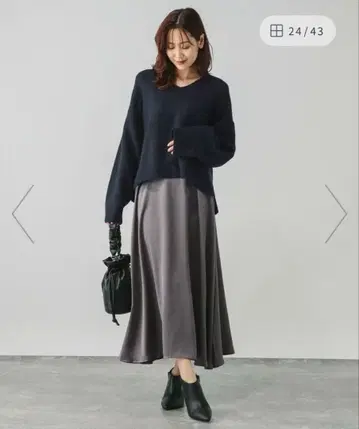 GLOBAL WORK 후와후와 HugmeV 넥 풀오버*스커트 SET