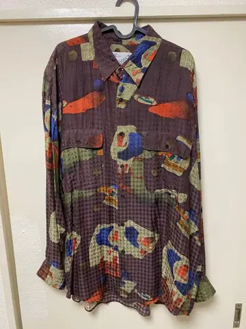 GOOUCH 구치 데드스탁 긴팔 실크 린넨 아트 디자인 XL