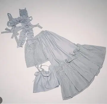 스트라이프 프릴 셔츠 스커트 릴릴리 lillilly