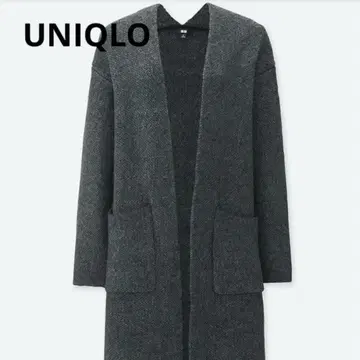 UNIQLO 그레이 트위드 니트 롱 코트