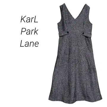 [칼 파크레인] V넥 롱 원피스 트위드 오버롤 스커트 M