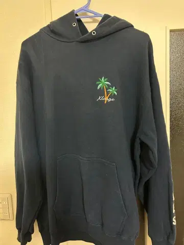 XLARGE 풀오버 후드티 백 프린트 네이비 L