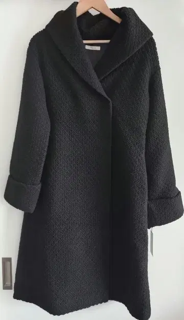 미사용 새상품 에포카 후드 부착 블랙 롱 코트 택 포함 40