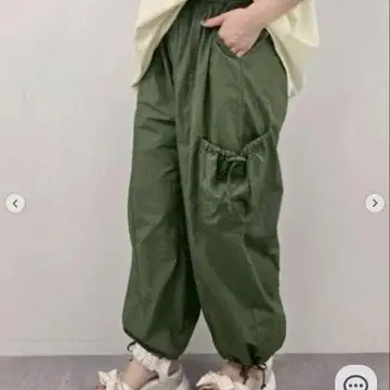 사만사 모스모스 센터 절개 리본 카고 팬츠 카키 L 사이즈