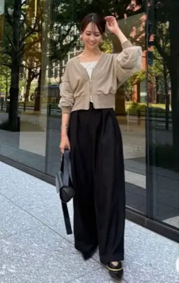 fosie 소매 튤 가디건 / 베이지