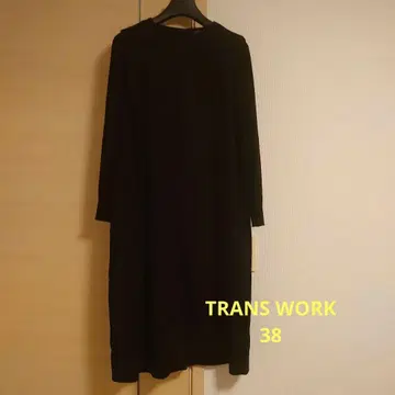 TRANS WORK 블랙 긴팔 니트 콤비 원피스 38