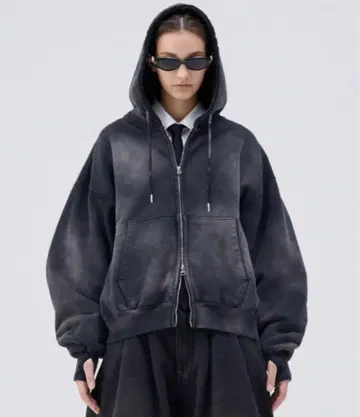 Soerte 헤비 웨이트 더블 지퍼 후디 [짧은 기장]