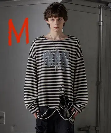 GRANCY/그랑시 올 패턴 큐빅 그래픽 롱T M 사이즈