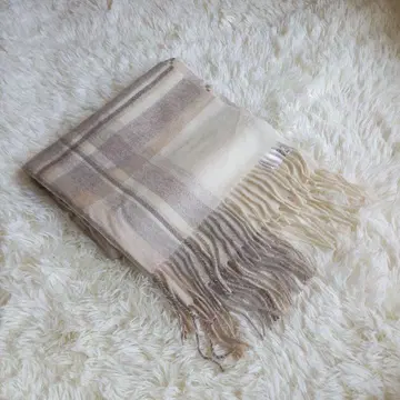 내추럴 베이직 캐시미어 100% 스톨 숄 체크