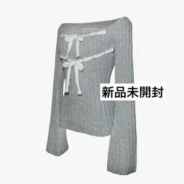 S 립 니트 탑 리본