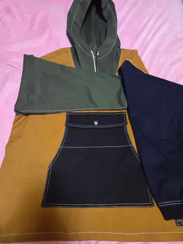 컬러 블록 디자인 후드티 L