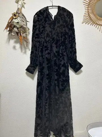 플라워 패턴 블랙 드레스 프리 사이즈