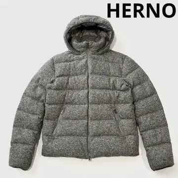 HERNO 헬노 울 나일론 실크 네프 트위드 다운 50