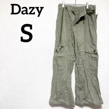 Dazy [ S ] 카고 팬츠 올리브 그린 워크 팬츠 포켓 부착