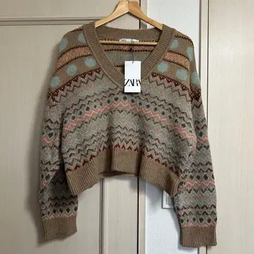 [ 새상품 ] ZARA 자카드 니트 페어아일 패턴