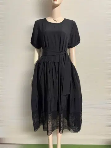 블랙 반팔 롱 원피스 순수 실크 11월 중순 발송