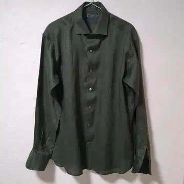 [ SHIPS ] 워시드 린넨 솔리드 셔츠 올리브 그린 XL