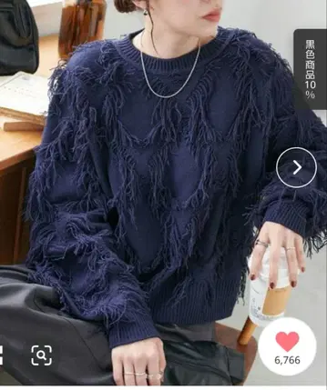 [ 새상품급 ] 디스코트 프린지 니트 풀오버 네이비