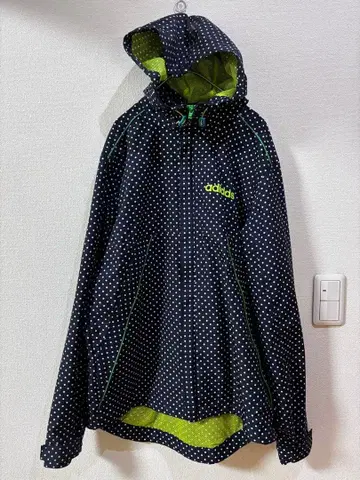 아디다스 도트 무늬 후드 부착 자켓 L 사이즈