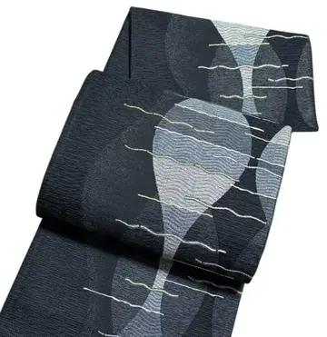 A 156 후쿠로 오비 육통 패턴 추상 금은사 새상품급 기모노