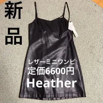 새상품 Heather 슬리브리스 블랙 가죽 미니 원피스 블랙 여성용