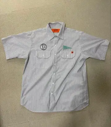 UNIVERSAL OVERALL 스트라이프 반팔 셔츠 M