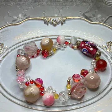 벚꽃 마노, 잠자리 볼 핸드메이드 비즈 팔찌