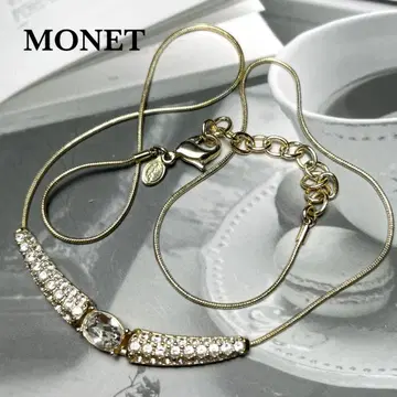 모네 목걸이 대형 스톤 스톤 장식 실버 골드