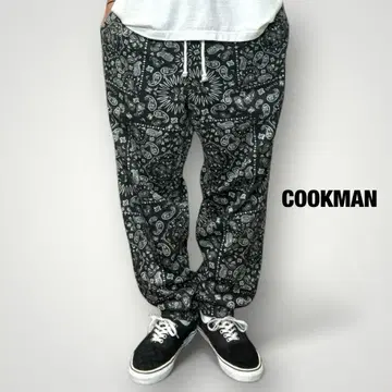 COOKMAN 셰프 팬츠 페이즐리 이지 팬츠 워크 와이드 팬츠