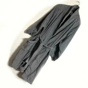 그레이 목욕 가운 무릎 기장 포켓 2개 면 100%