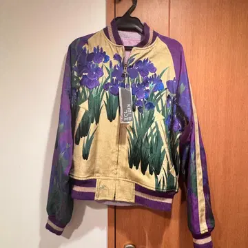 KIRIJUM S 실크 100% 보라색 꽃무늬 스카잔