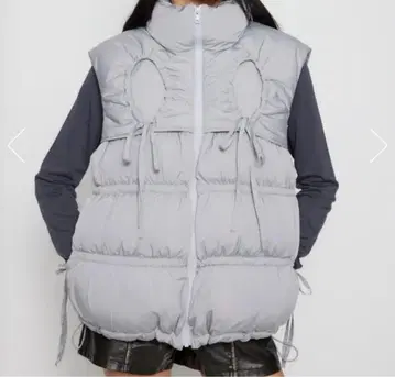 LAGUA GEM 셔링 리본 다운 베스트