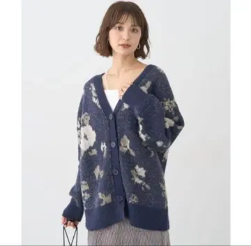 아스 뮤직 & 에코로 플라워 자카드 라메 샤기 가디건