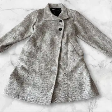 ZARA 자라 롱 기장 랩 코트 트위드 그레이 S 사이즈 스페인산