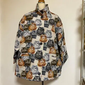 미사용 새상품 melange 고블랑 고양이 패턴 코트