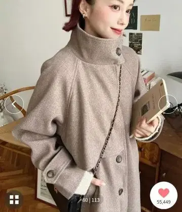 moment+ 니트 멜톤 스탠드 카라 케이프 코트