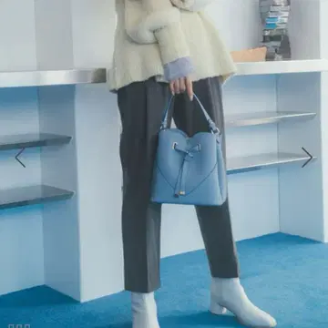 VIS 스트레치 벨트 포함 하이웨스트 테이퍼드 팬츠