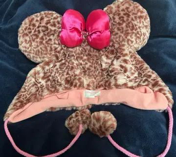 도쿄 디즈니랜드 디즈니 미니 팬 캡 레오파드 무늬 핑크