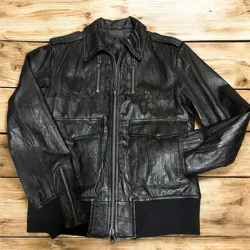 VANQUISH 가죽 자켓 천연 가죽 A-2 타입 블랙 라이더