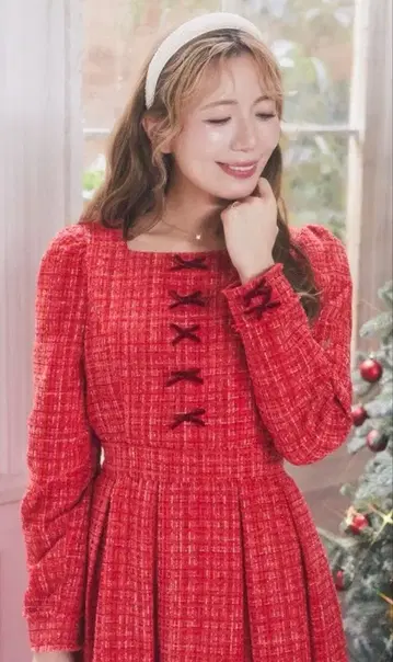 areeam 리본 라메 트위드 원피스 아이냥