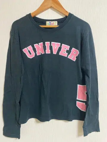 빈티지 롱 T UNIVER 프린트 긴팔 티셔츠 블랙