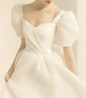 웨딩 드레스 퍼프 슬리브 A라인 오간자