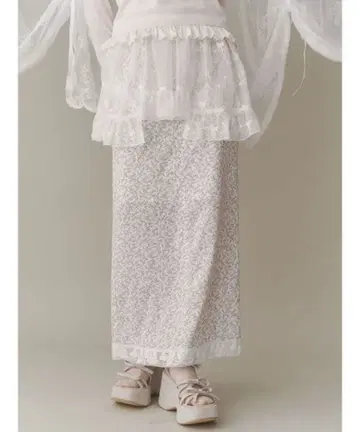 merry jenny sheer lacy frill apron 화이트