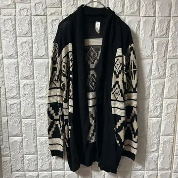 no boundaries [ XL ] 기하학 패턴 가디건 니트 상의