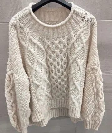 mimate un poco 페루 니트 케이블 짜임 스웨터 울 100%