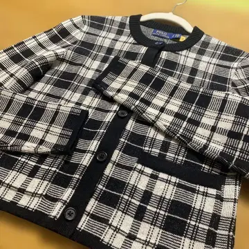 폴로 랄프로렌 체크 무늬 가디건 S 사이즈 블랙