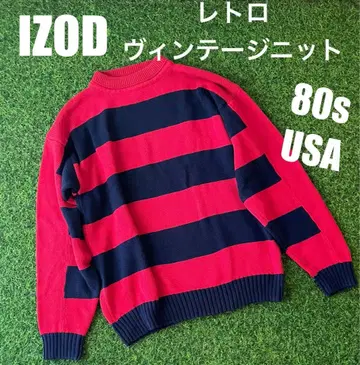 IZOD 80s 빈티지 니트 빨간색/네이비